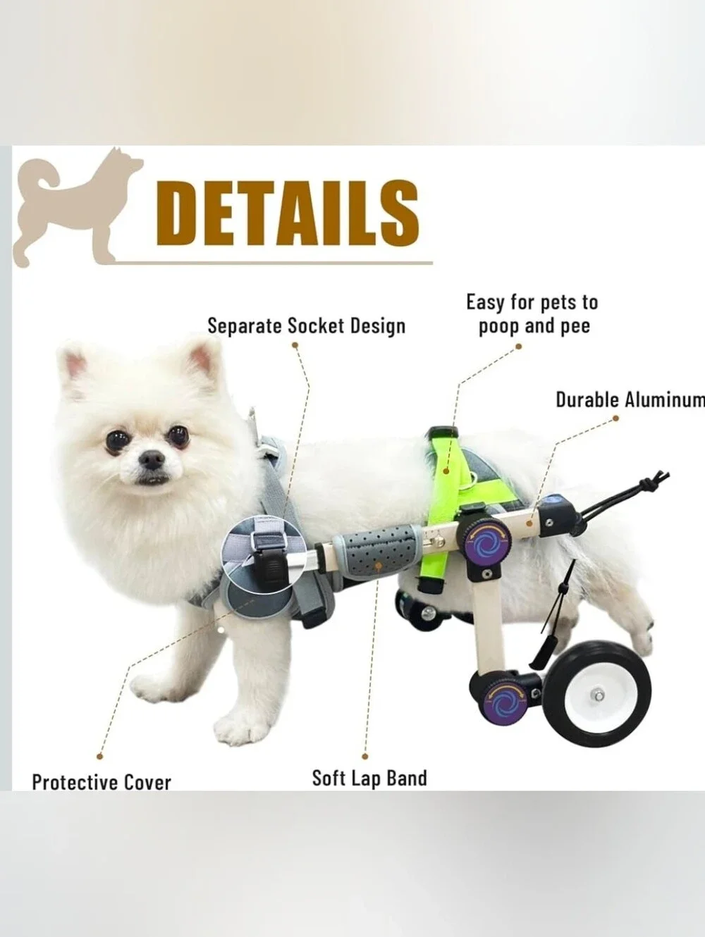 LetPetRun Hind Leg Adjustable Dog Wheelchair for XXS Dogs  Mobility Cart Support